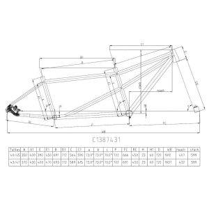 Cadre Tandem VTT aluminium EXS Taille 45-40cm – Image 5