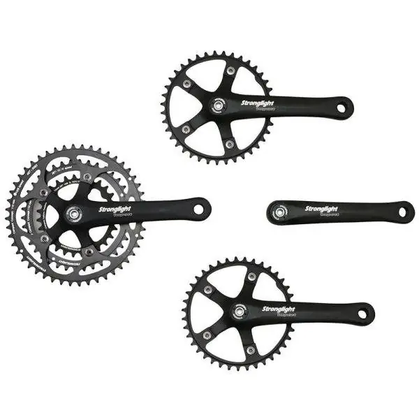 Pédalier tandem STRONGLIGHT route triple 10V avec relais 39 dents noir 3