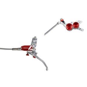 Frein arrière tandem HOPE Tech 4 V4 Durite Aviation argent/rouge