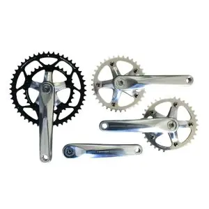 Pédalier tandem route SPECIALITES TA Carmina double 48x33 dents 10/11V avec relais 36 dents argent poli